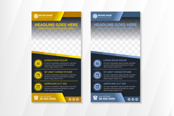 Diagonal Multicolored Blue Gold Vertical Banner Template