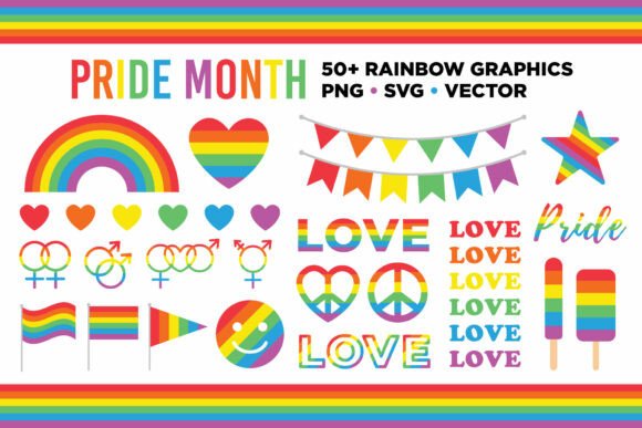 Elevate Designs with a Rainbow Love Pride Clip Art Set