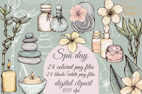 Elevate Your Designs with Sophisticated Spa Day Clipart