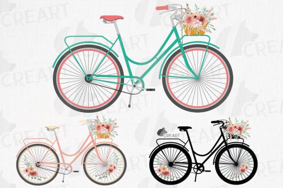 Elevating Creative Projects with Vintage Floral Bicycle Clip Art