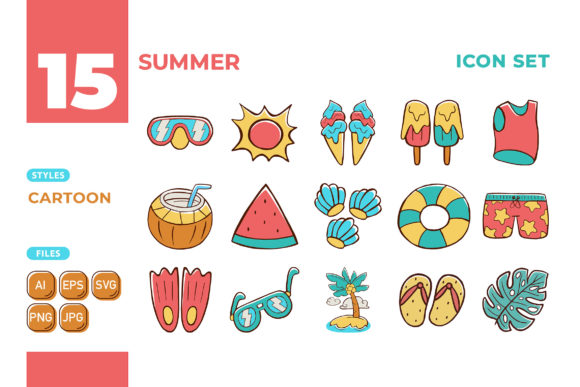 Evaluating Summer Icon Set Cartoon Style 01 for Modern Digital Design Projects