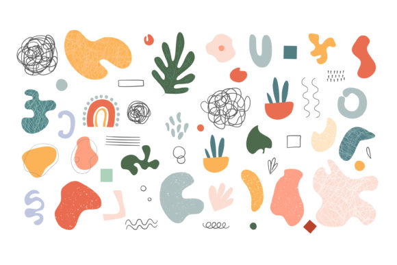Evaluating the Big Set of Various Colorful Shape Objects for Modern Design Projects