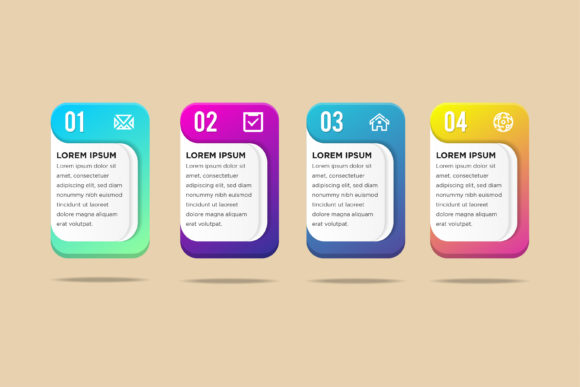 Evaluating the Four Step Infographic Bright Gradient for Business Data Visualization