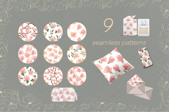 Evaluating the Set Patterns Pink Magnolia Flowers for Professional Design Workflows