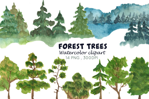 Evaluating Watercolor Forest Trees Clipart for Creative Projects