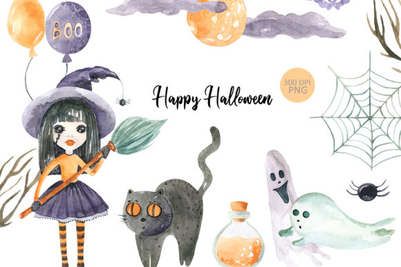 Evaluating Watercolor Happy Halloween Clipart for Professional and Personal Design Projects