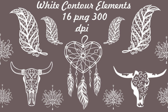 Mastering Modern Aesthetic Design with the White Contour Boho Chic Clipart Bundle