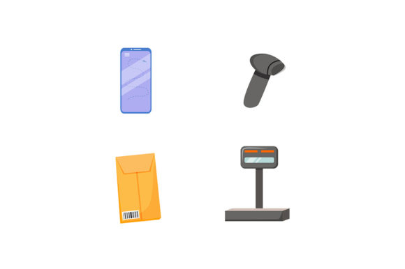 Parcel Tracking Flat Color Object Set Guide
