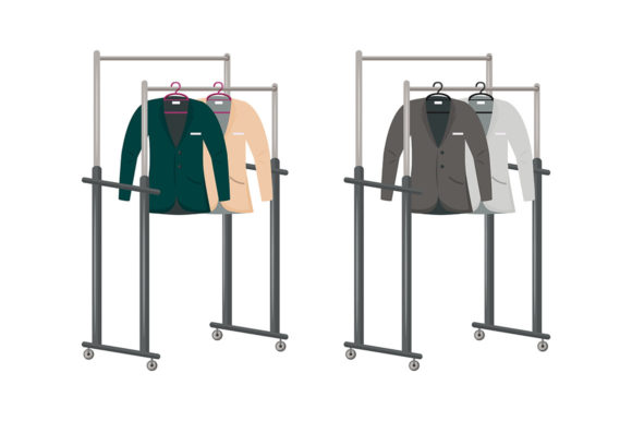 Streamline Design with Suits on Hangers Flat Color Set