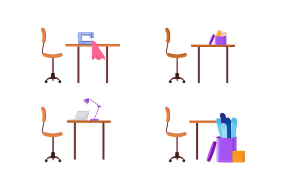 Streamline Your Fashion Design Workflow with a Designer Workplace Flat Color Object Set