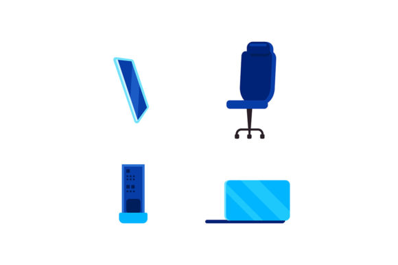 Streamlining Digital Design with Flat Color Office Equipment Vectors