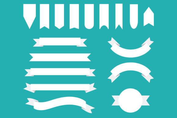 White Badge Banner Clip Art Set for Versatile Design